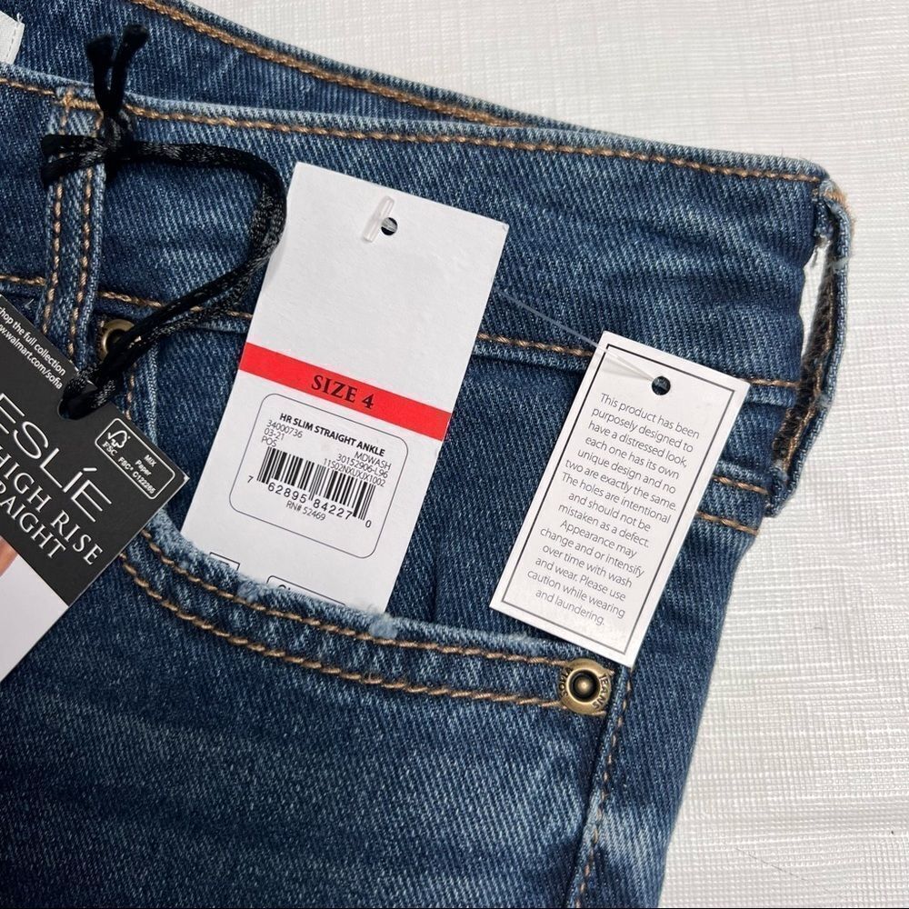 SOFIA Vergara Women Leslie Destructed High-Rise Slim Straight Jeans Blue Size 4 - Picture 7 of 11